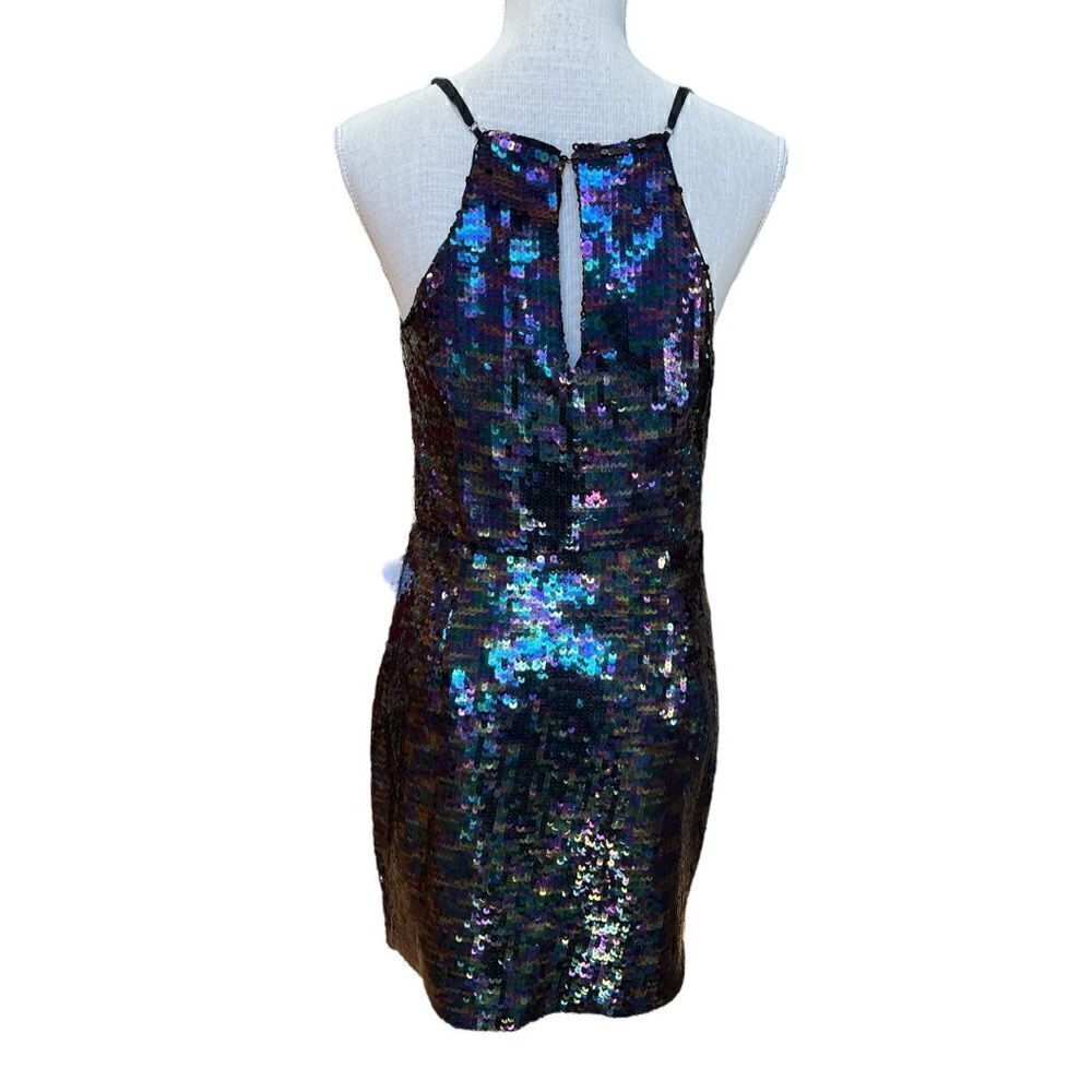 Adelyn Rae Multicolor Sequins Wrap Mini Dress Size S - Picture 6 of 7